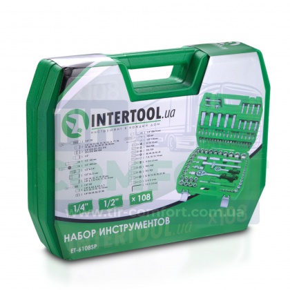 Набор инструментов Intertool 1/4", 1/2", 108 предметов (ET-6108SP)